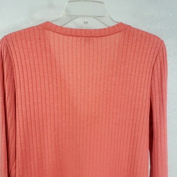 Apt.9 Women's Peach Button Down Ribbed Shirt Top Blouse Cardigan Sweater - Picture 7 of 11